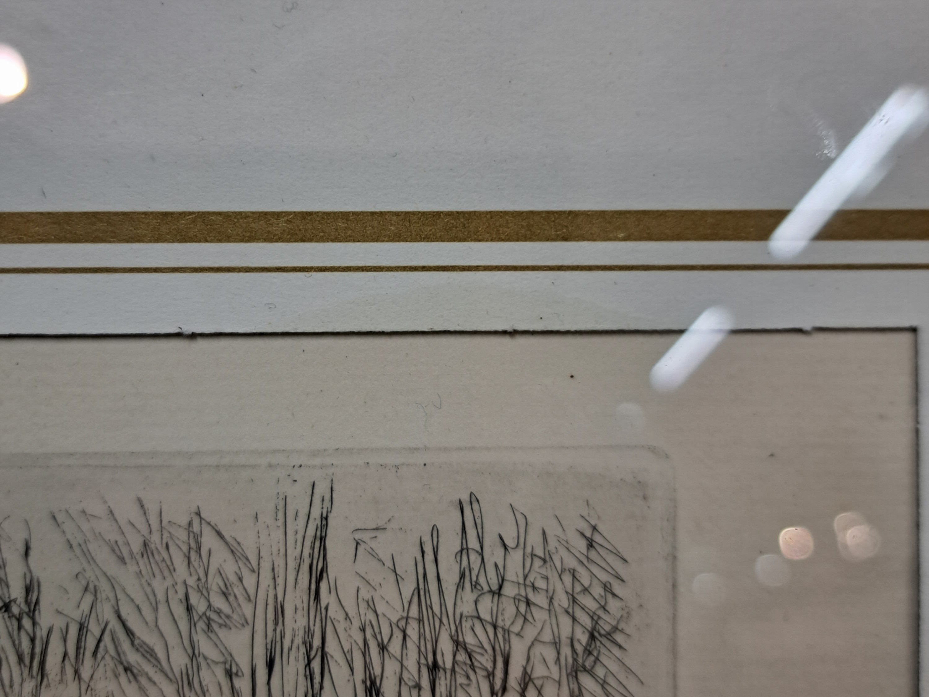 Detail e: Max Liebermann, 1847-1935, signierte Orig. Radierung 1923, Titel: Eislauf- WVZ Achenbach 1974 Nr. 59 b , unter Glas in alten Rahmen, Plattengr. ...