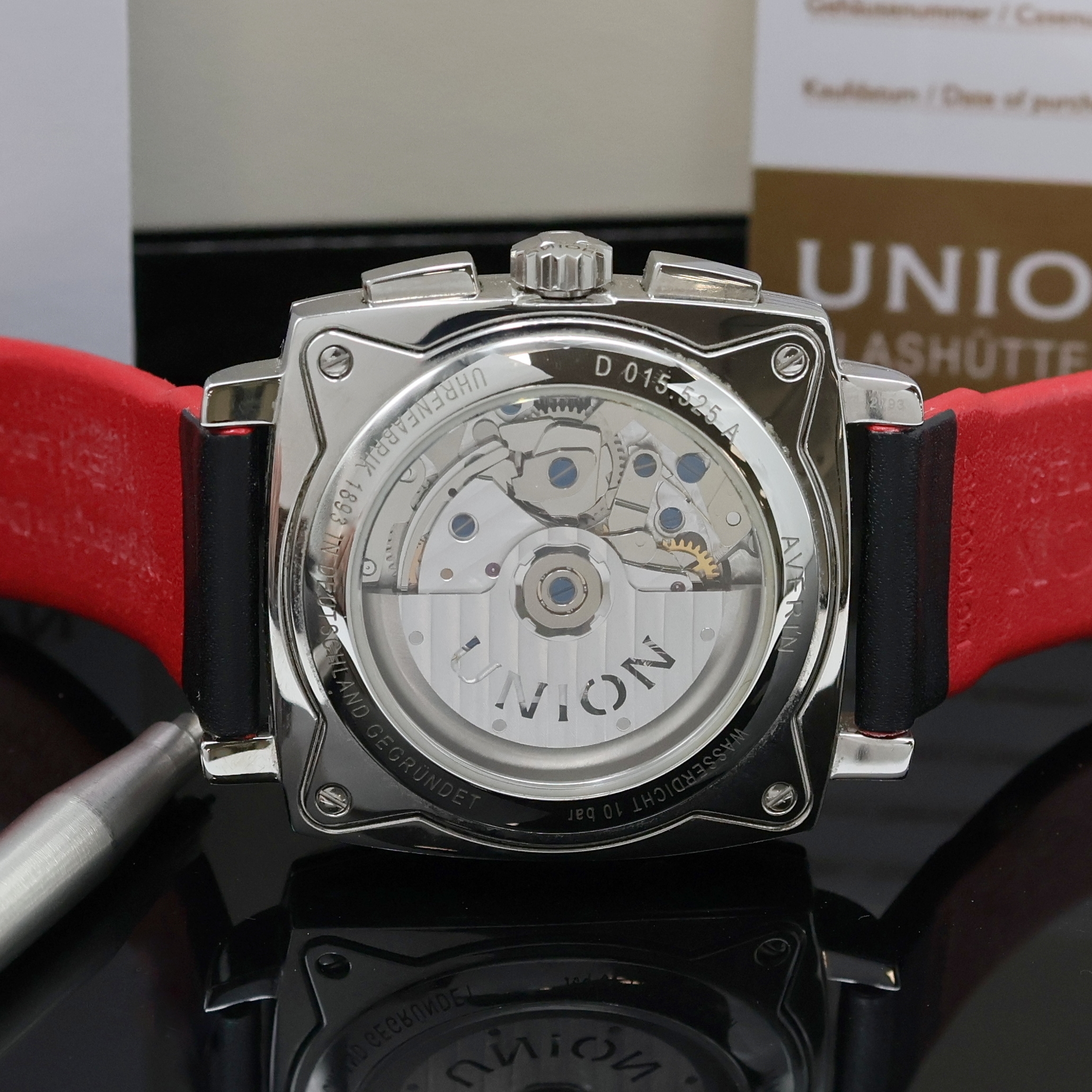 Detail e: UNION GLASHÜTTE Averin Herrenchronograph Referenz D015.525.16.051.00, Deutschland verk. lt. beil. Pap. 06/2024, Automatik, beids. vergl. ...