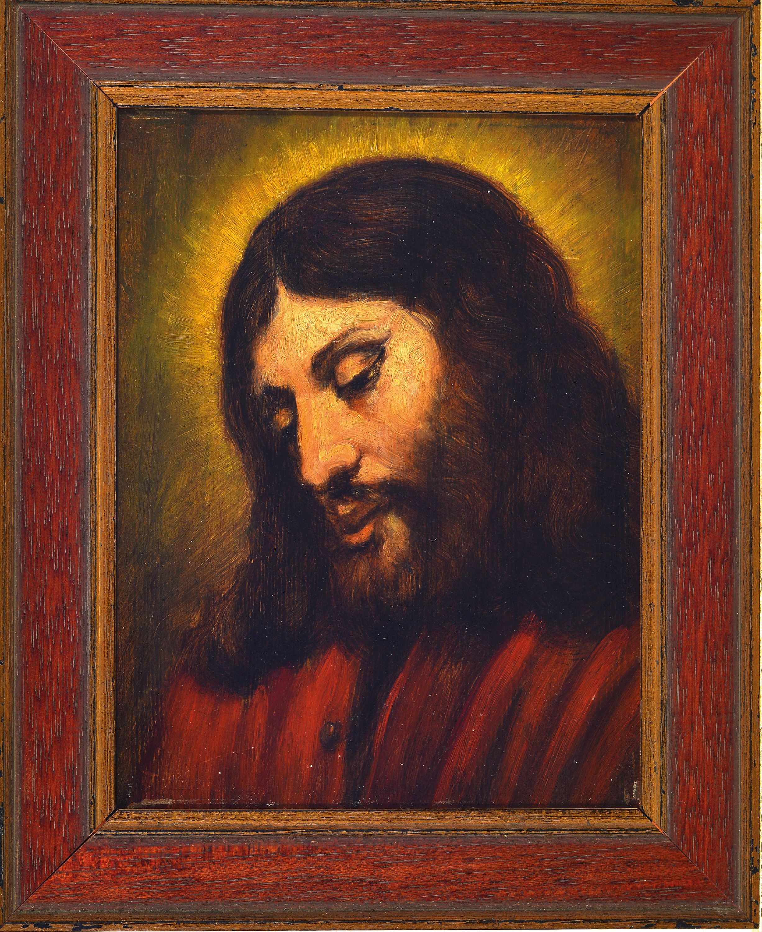 Detail k: Johannes Theuns, 1877 Breda-1961, Christus Porträt, rechts oben signiert, Öl/Holz, 30x24 cm