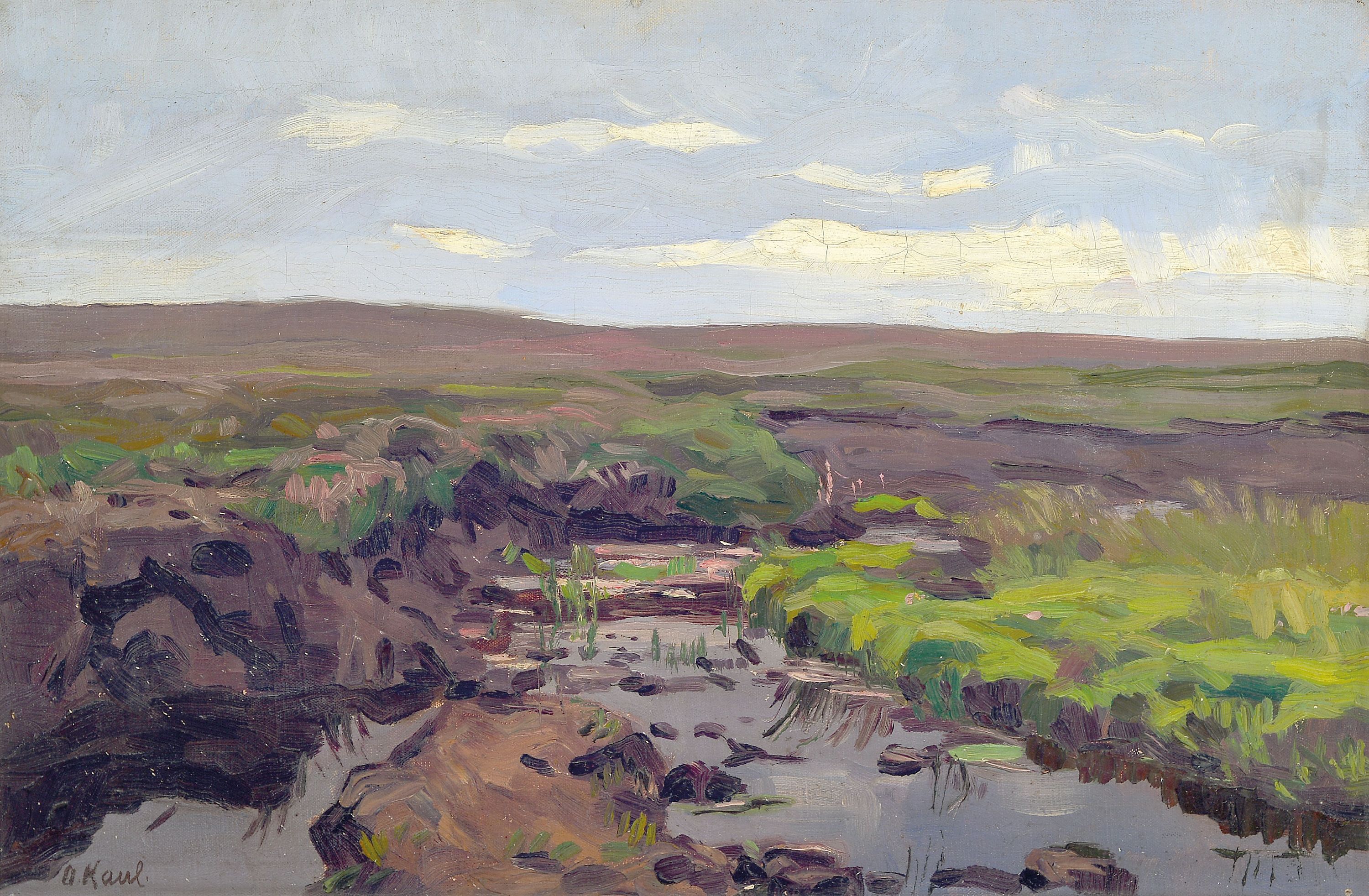 Image 27050832 - August Kaul, 1873 Hamburg-1949 Düsseldorf, norddeutsche Marschlandschaft, links unten ...