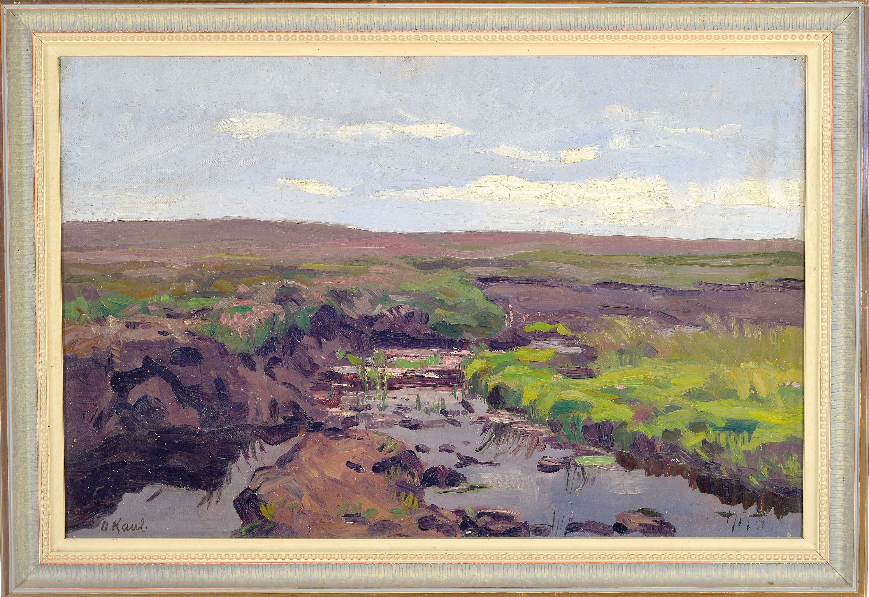 Detail k: August Kaul, 1873 Hamburg-1949 Düsseldorf, norddeutsche Marschlandschaft, links unten signiert, Öl/Lwd, 40x60 cm, Rahmen 48x69 cm