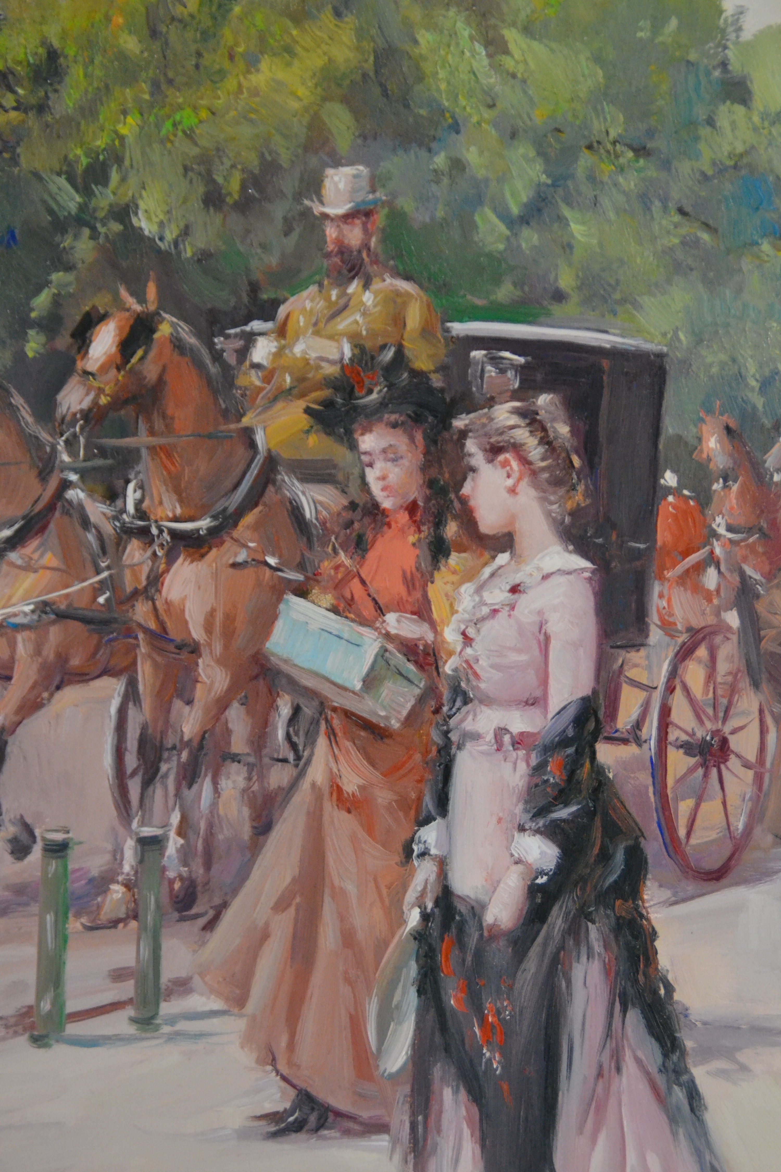 Detail a: Juan Soler, geb. 1951 Paris, Pariser Straßenszene mit reicher Figurenstaffage und Pferdefuhrwerken, links unten signiert, Öl/Lwd, 60x73 cm, Rahmen ...