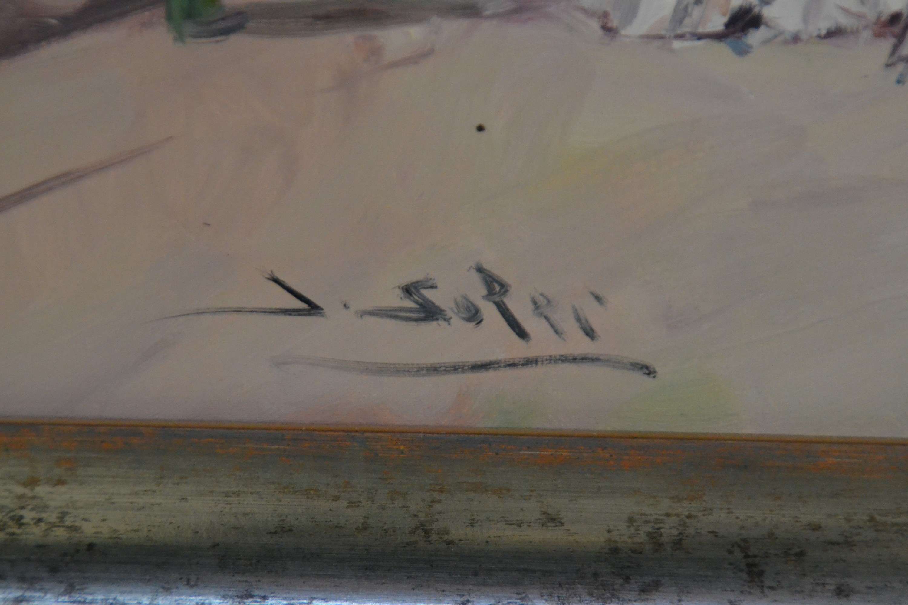Detail b: Juan Soler, geb. 1951 Paris, Pariser Straßenszene mit reicher Figurenstaffage und Pferdefuhrwerken, links unten signiert, Öl/Lwd, 60x73 cm, Rahmen ...