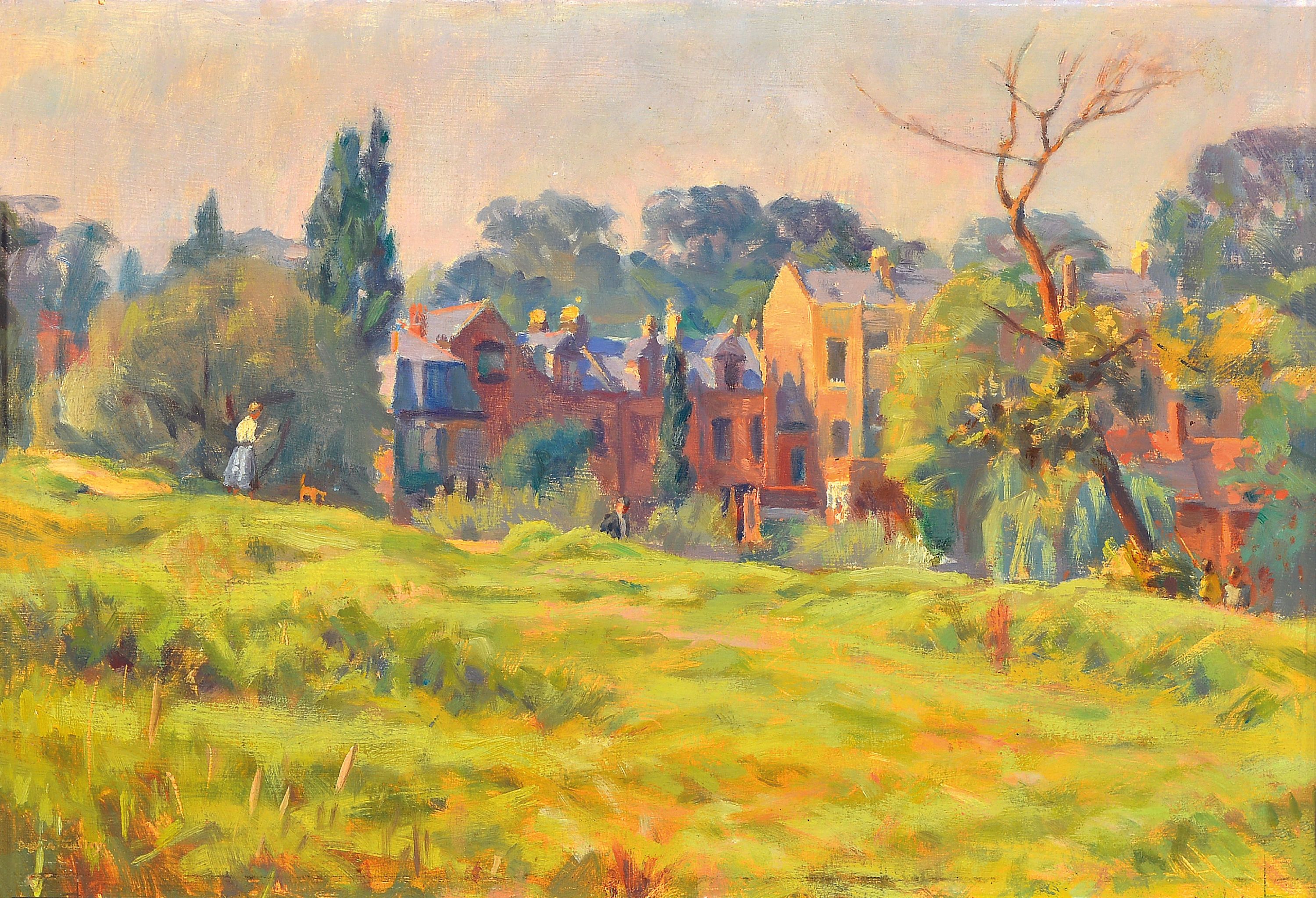 Image 27050838 - Unbekannter Künstler der Jahrhundertwende, französische Landschaft mit Blick auf ein ...