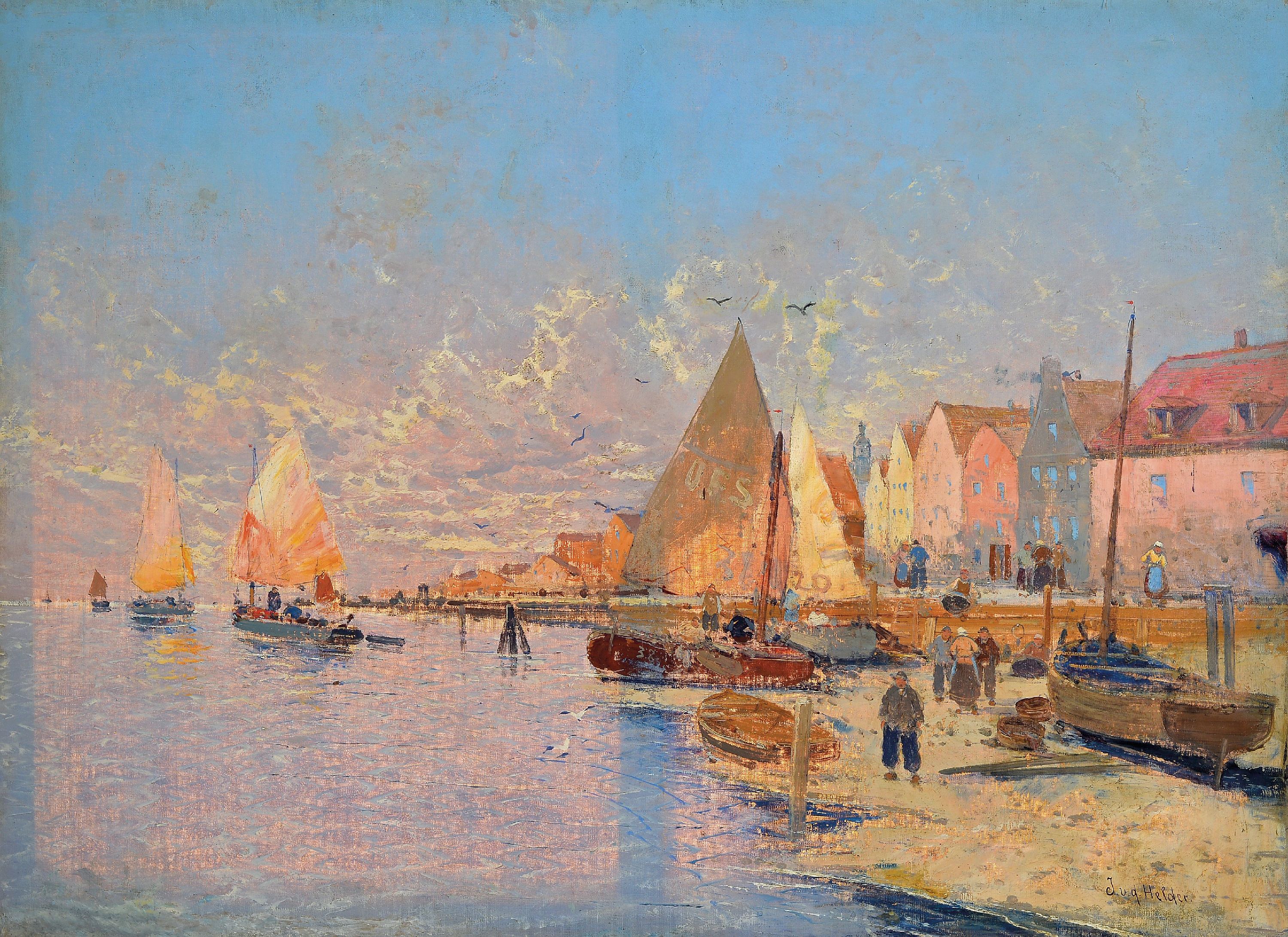 Image 27050854 - Jan van de Helder, niederländische Hafenlandschaft, rechts unten signiert, restauriert ...