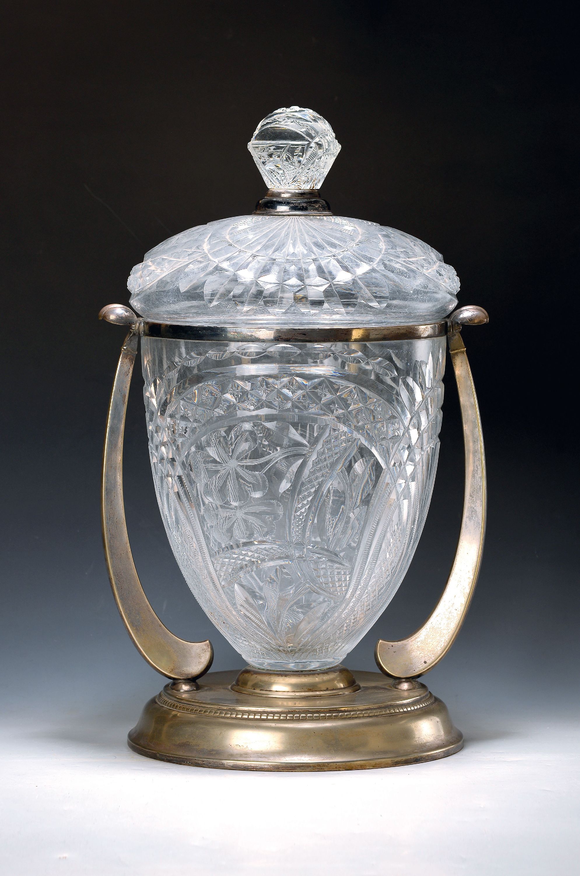 Image 27050869 - Prunk-Deckelvase oder Pokal, WMF, Geislingen, nach 1910, Glas, geschliffen und ...