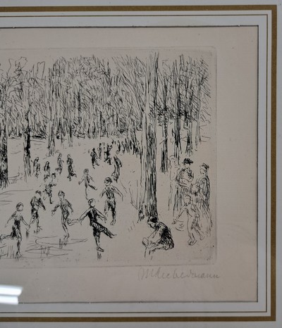 27050821i - Max Liebermann, 1847-1935, signierte Orig. Radierung 1923, Titel: Eislauf- WVZ Achenbach ...
