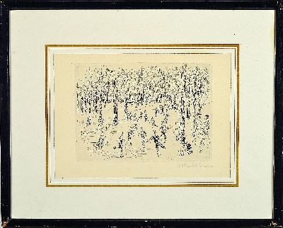 27050821k - Max Liebermann, 1847-1935, signierte Orig. Radierung 1923, Titel: Eislauf- WVZ Achenbach ...