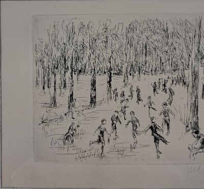 27050821m - Max Liebermann, 1847-1935, signierte Orig. Radierung 1923, Titel: Eislauf- WVZ Achenbach ...