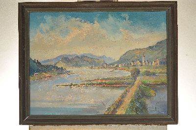 27050834k - Erich Sauter, 1905-2001, ´Mosellandschaft (Merl)´, verso auf altem Etikett bez., rechts ...