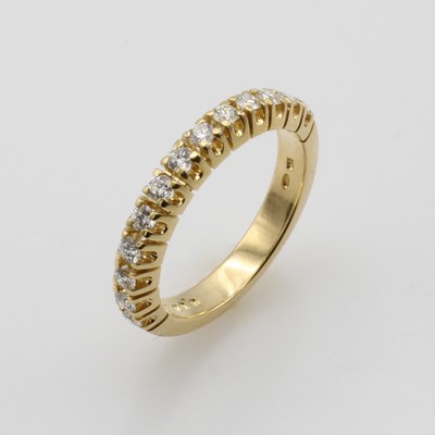 27050844a - Halbmemoryring mit Brillanten, GG 750/000, 13 Brill. zus. ca. 0.50 ct Weiß/si, RW ca. 55