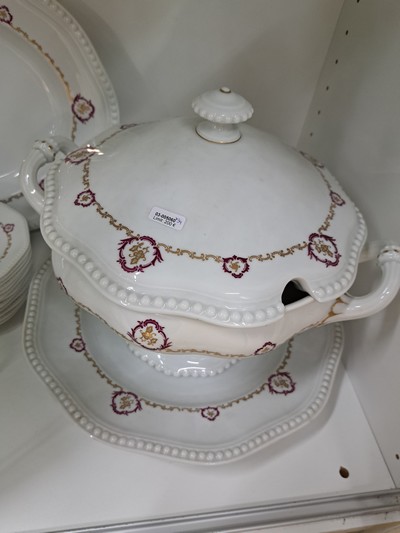 27050858a - Speiseservice, Rosenthal, 1920er/30er Jahre, Porzellan, Perlrand, zarter Bordüren in ...