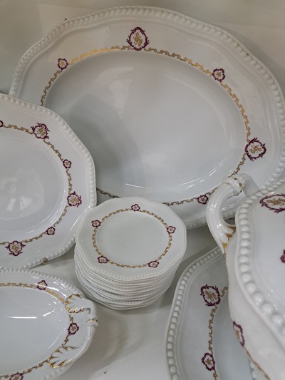 27050858b - Speiseservice, Rosenthal, 1920er/30er Jahre, Porzellan, Perlrand, zarter Bordüren in ...