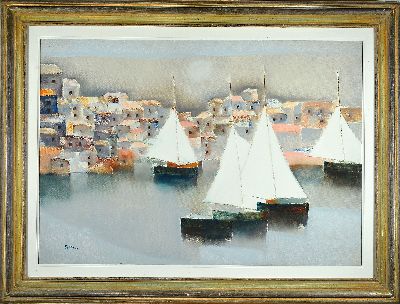 27050866k - Lido Bettarini, geb. 1927, Pomino-Rufina, Seeblick, südliche Hafenansicht mit ...