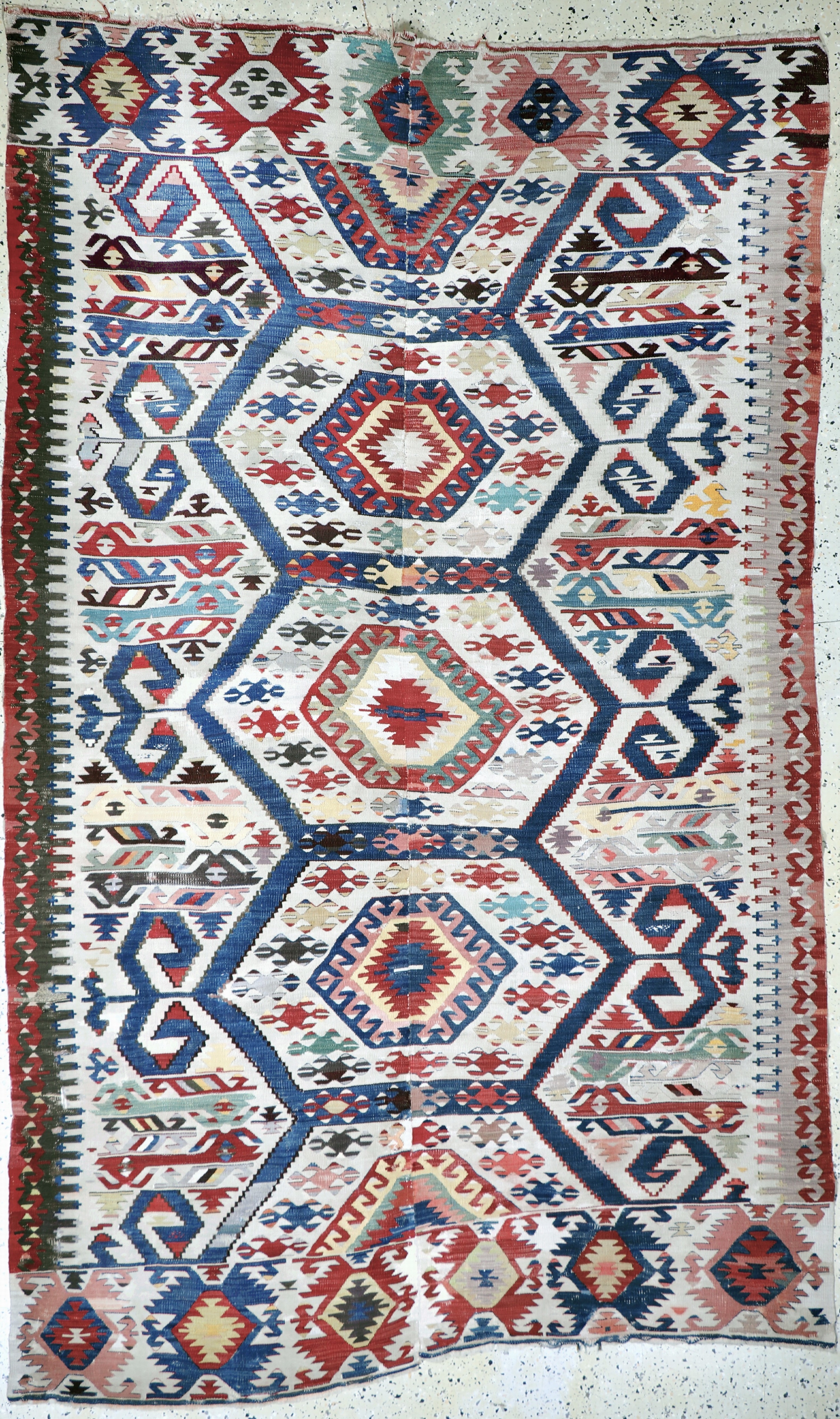 Image 27050975 - Aydin Kelim, Türkei, um 1900, Wolle auf Wolle, ca. 265 x 160 cm, 2 bahnig, EHZ: 3, ...