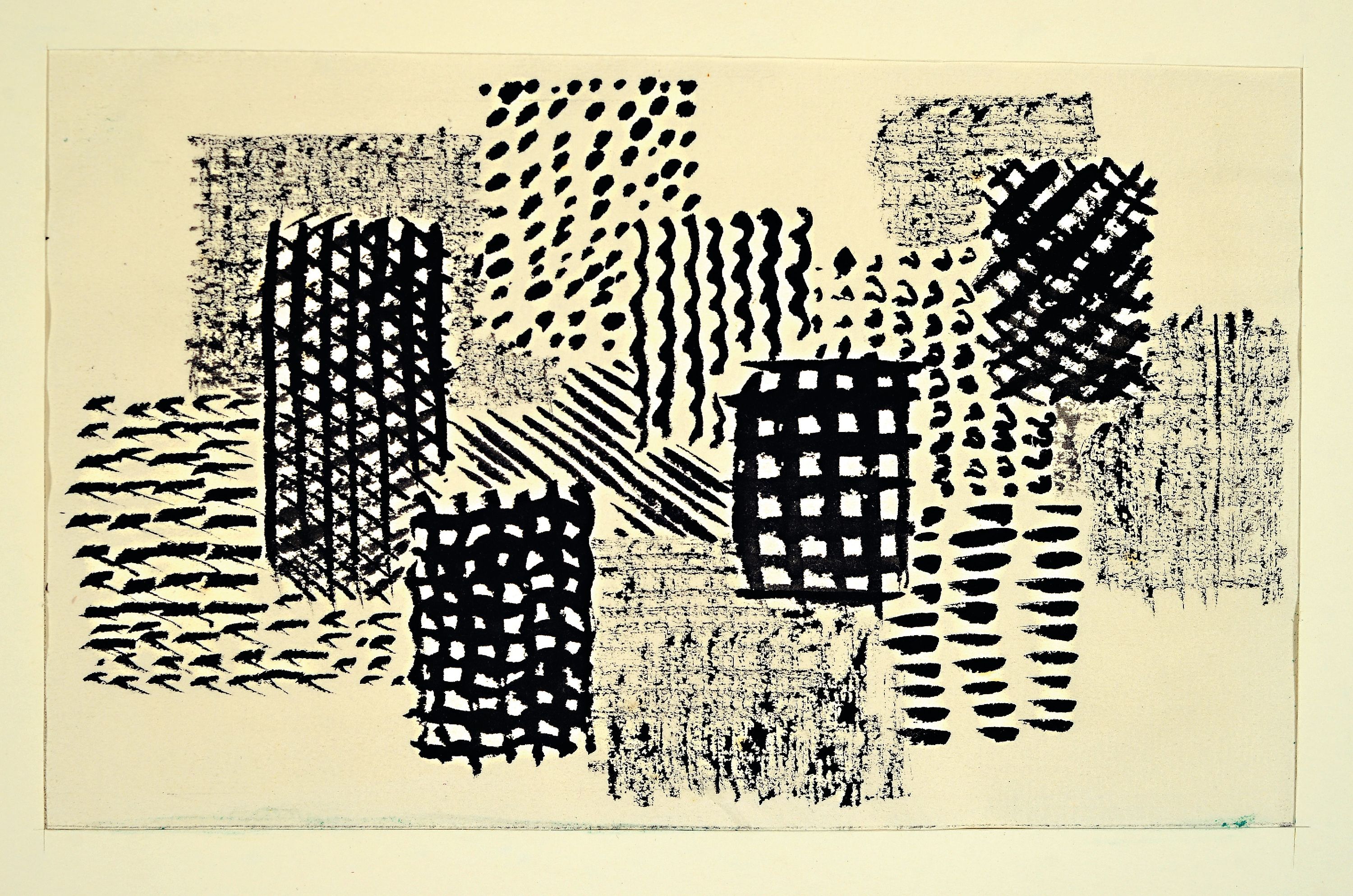 Detail c: Walter Höfner, 1903-1968, 6 Arbeiten, Aquarell/Tusche auf Papier, wohl Studien, "Grade und Fläche", "Umkehrung: Weiss auf ...