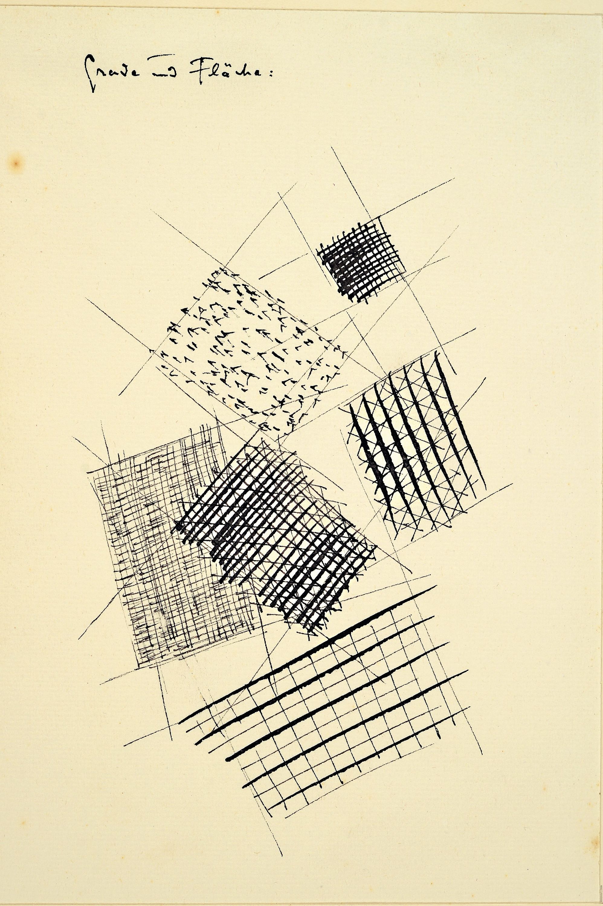 Detail k: Walter Höfner, 1903-1968, 6 Arbeiten, Aquarell/Tusche auf Papier, wohl Studien, "Grade und Fläche", "Umkehrung: Weiss auf ...