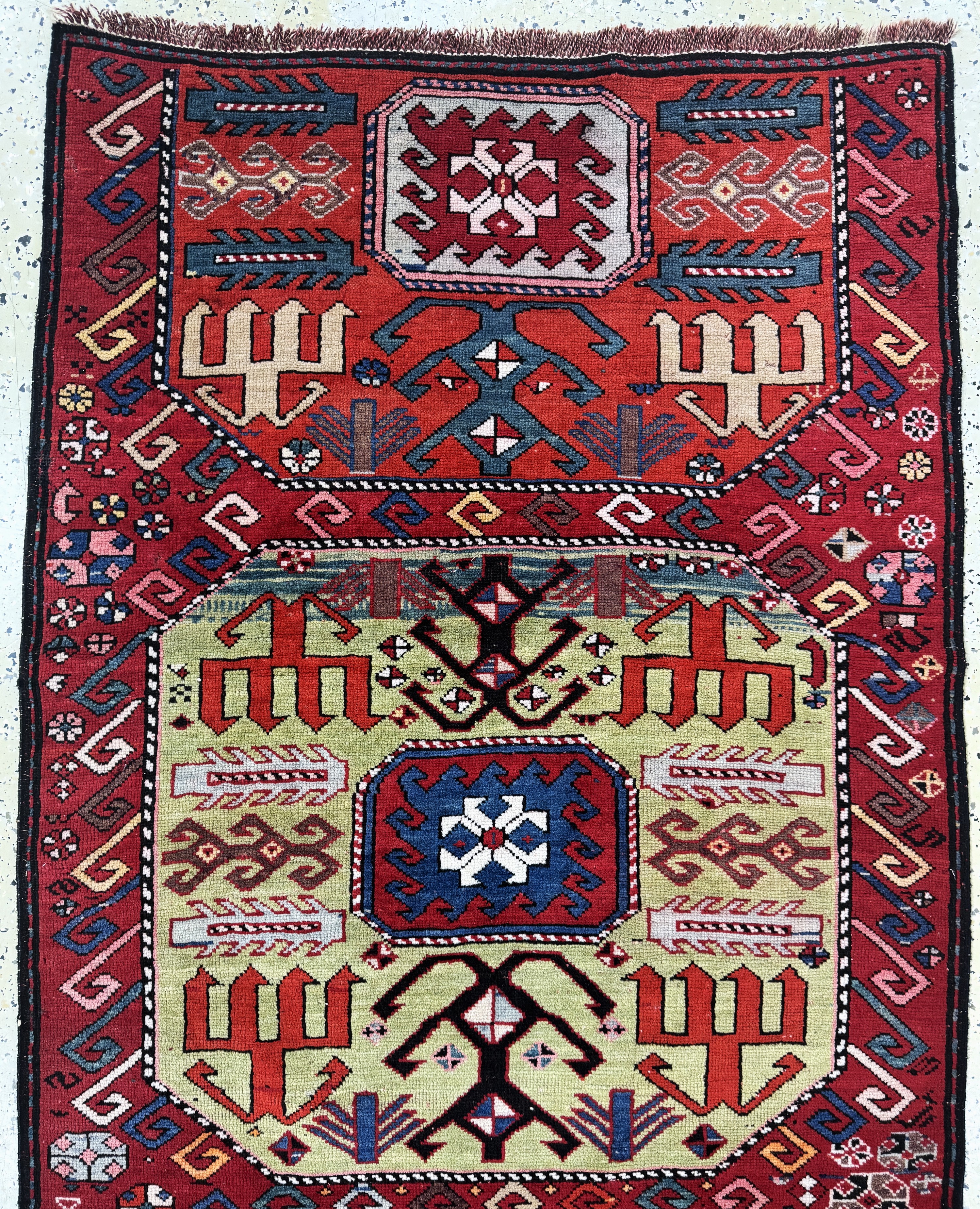 Detail a: "Chaili"Shirwan, Kaukasus, um 1900, Wolle auf Wolle, ca. 270 x 110 cm, EHZ: 2-3