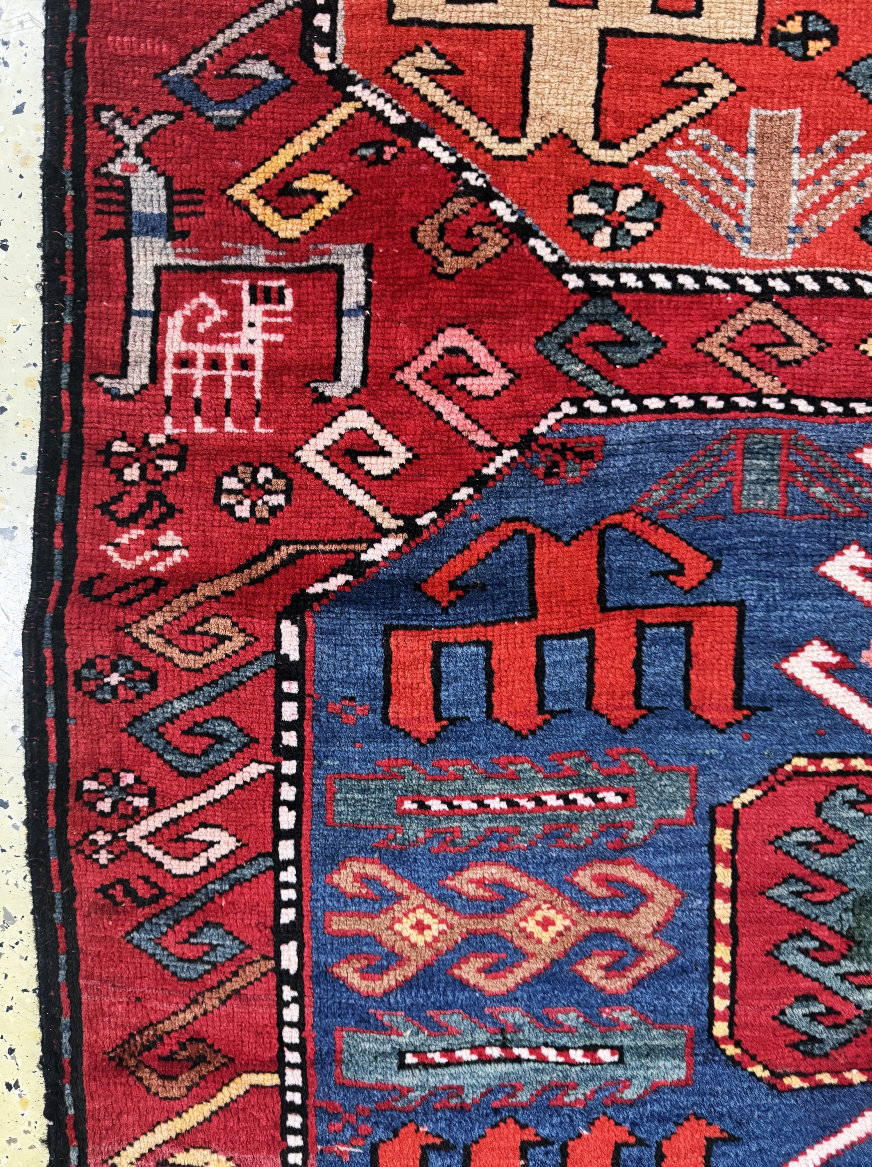 Detail d: "Chaili"Shirwan, Kaukasus, um 1900, Wolle auf Wolle, ca. 270 x 110 cm, EHZ: 2-3