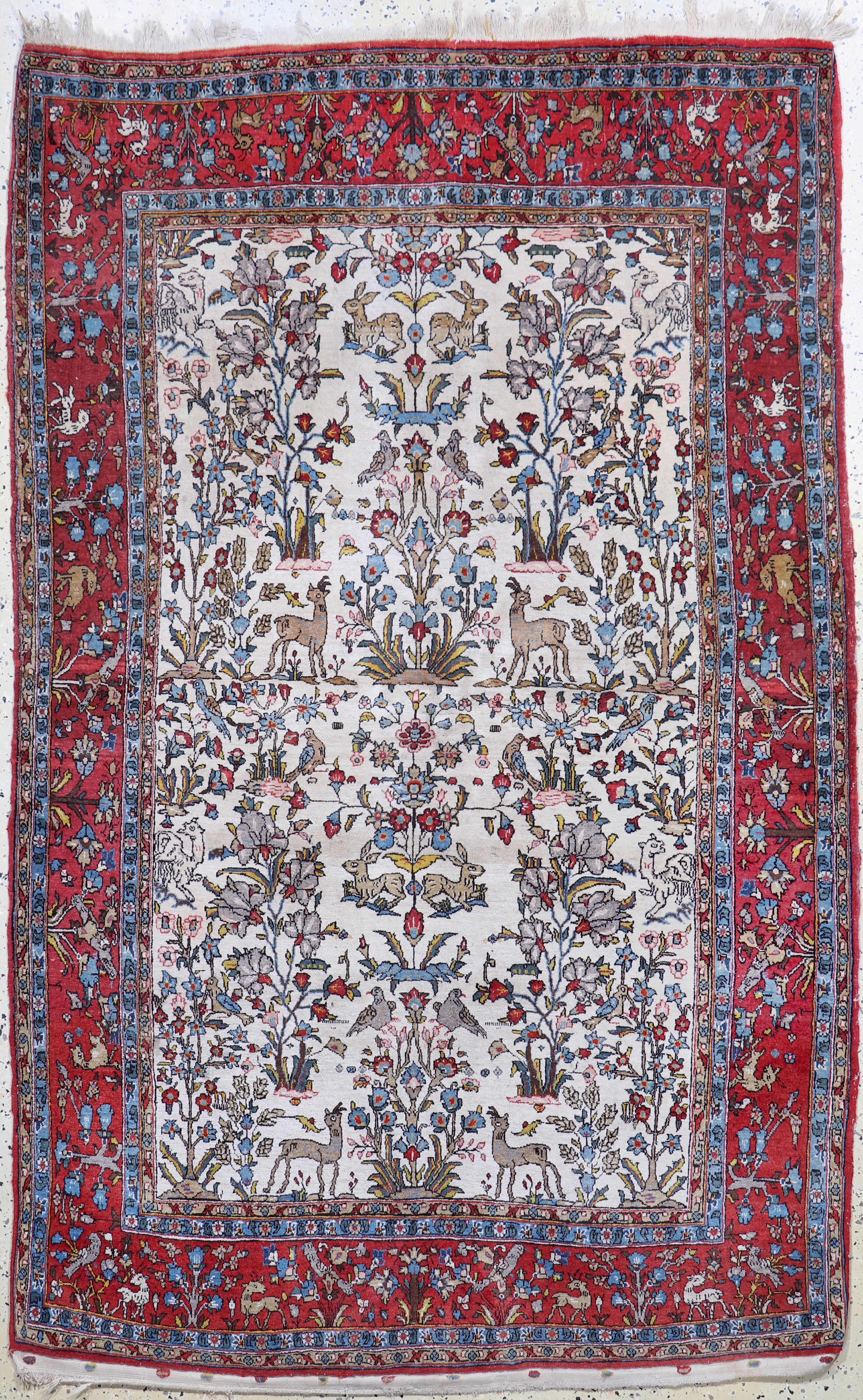 Image 27050992 - Qum cork, Persia, mid-20th century, corkwool on cotton, approx. 212 x 135 cm, condition: ...