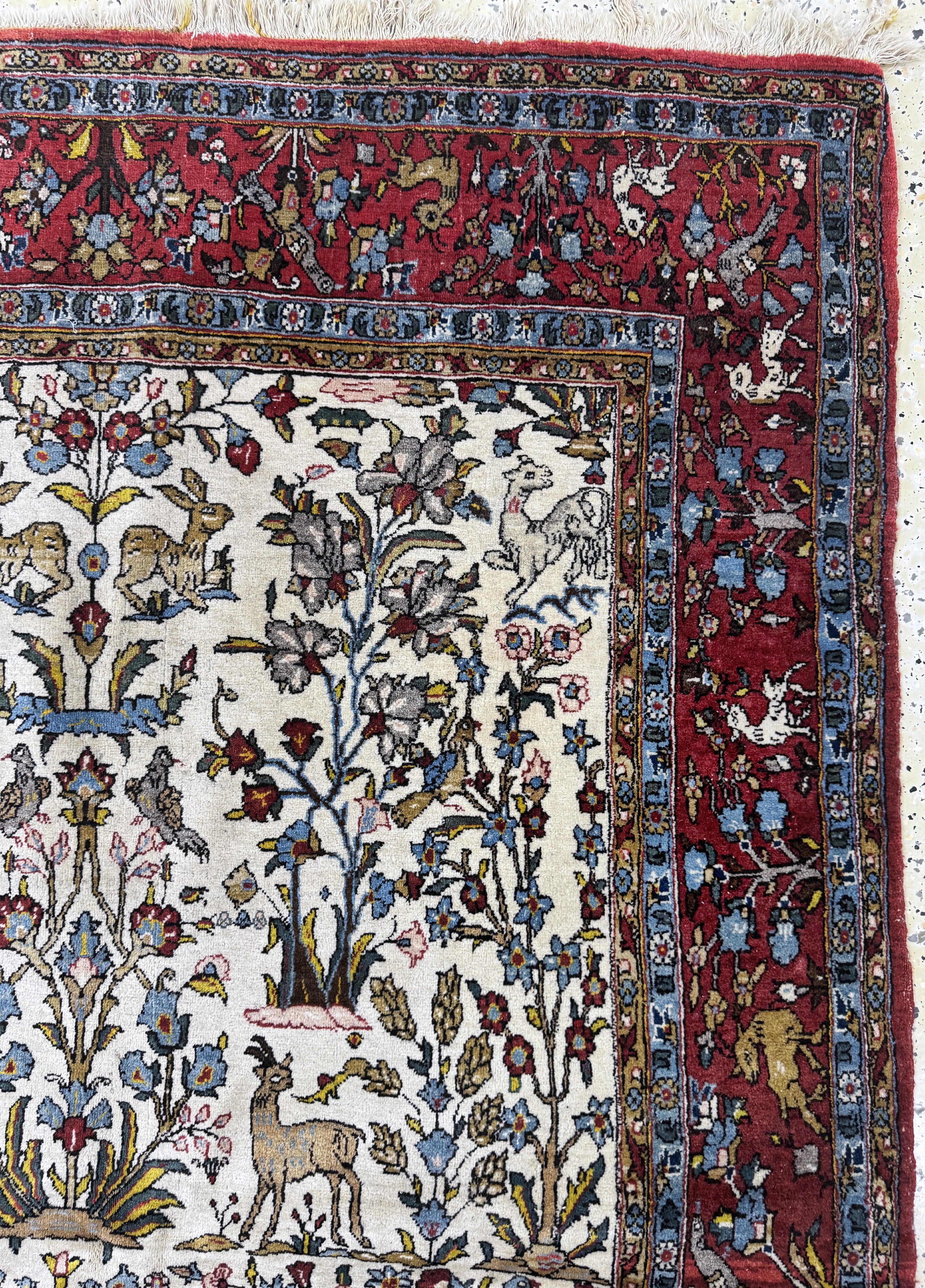 Detail d: Ghom Kork, Persien, Mitte 20.Jhd, Korkwolleauf Baumwolle, ca. 212 x 135 cm, EHZ: 3