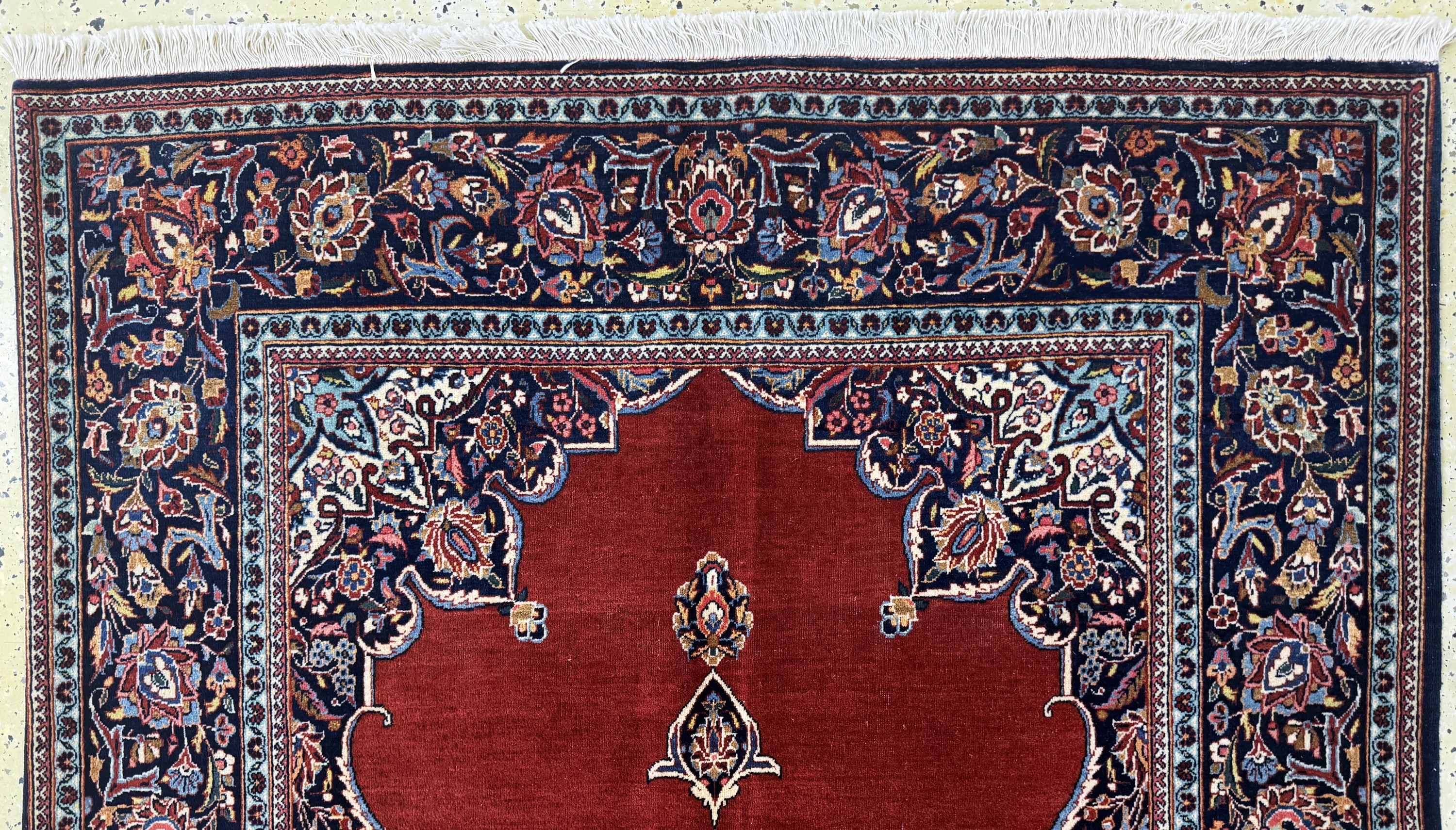 Detail a: Keschan Kork, Persien, Mitte 20.Jhd, Korkwolle auf Baumwolle, ca. 216 x 133 cm, EHZ: 2-3, (Abrasch)