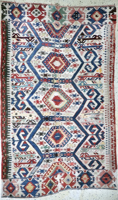 Image Aydin Kelim, Türkei, um 1900, Wolle auf Wolle, ca. 265 x 160 cm, 2 bahnig, EHZ: 3, ...