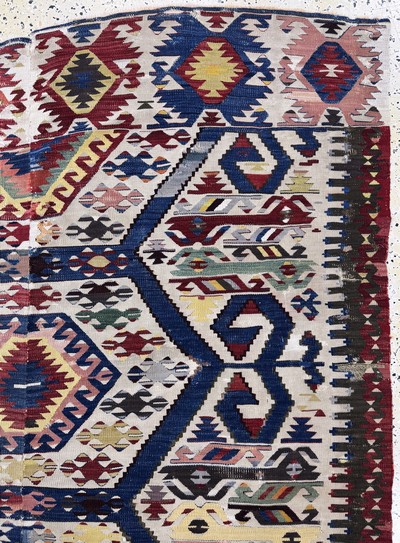 27050975f - Aydin Kelim, Türkei, um 1900, Wolle auf Wolle, ca. 265 x 160 cm, 2 bahnig, EHZ: 3, ...