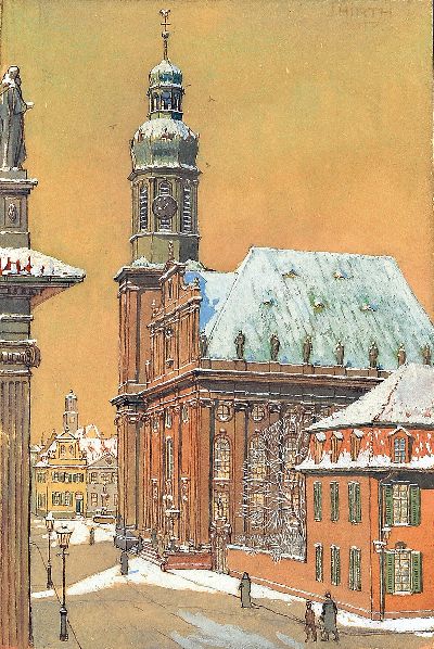 Image Johannes Clemens Hirth, geb. 1887 Offenbach , Ansicht einer Kirche wohl in Offenbach, ...