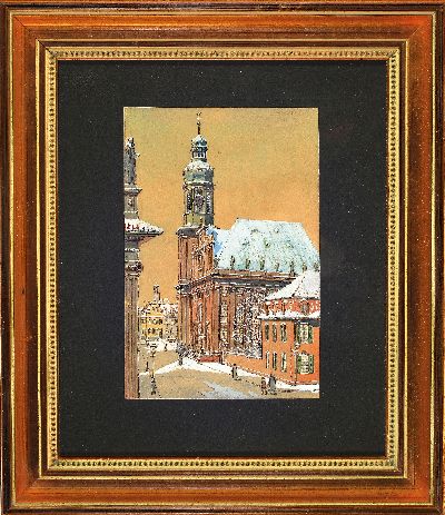 27050983k - Johannes Clemens Hirth, geb. 1887 Offenbach , Ansicht einer Kirche wohl in Offenbach, ...