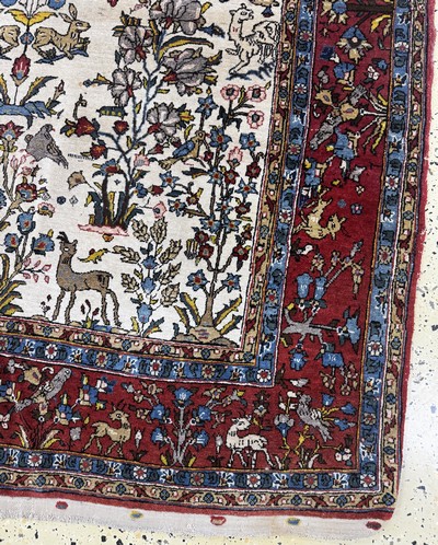 27050992a - Qum cork, Persia, mid-20th century, corkwool on cotton, approx. 212 x 135 cm, condition: ...