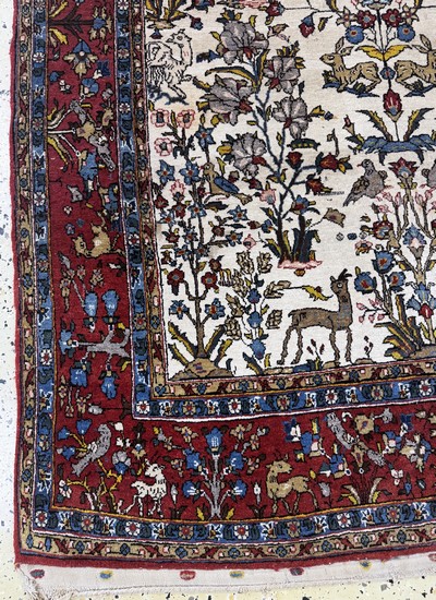 27050992b - Qum cork, Persia, mid-20th century, corkwool on cotton, approx. 212 x 135 cm, condition: ...