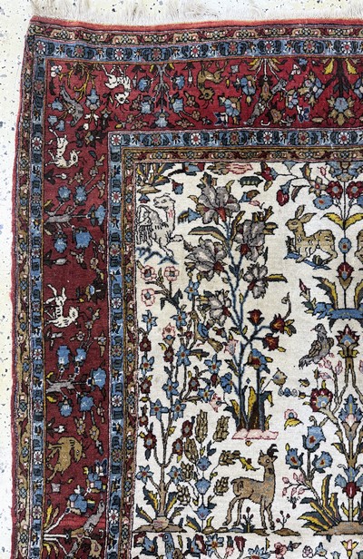 27050992c - Qum cork, Persia, mid-20th century, corkwool on cotton, approx. 212 x 135 cm, condition: ...