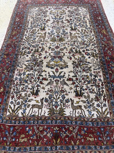 27050992e - Qum cork, Persia, mid-20th century, corkwool on cotton, approx. 212 x 135 cm, condition: ...