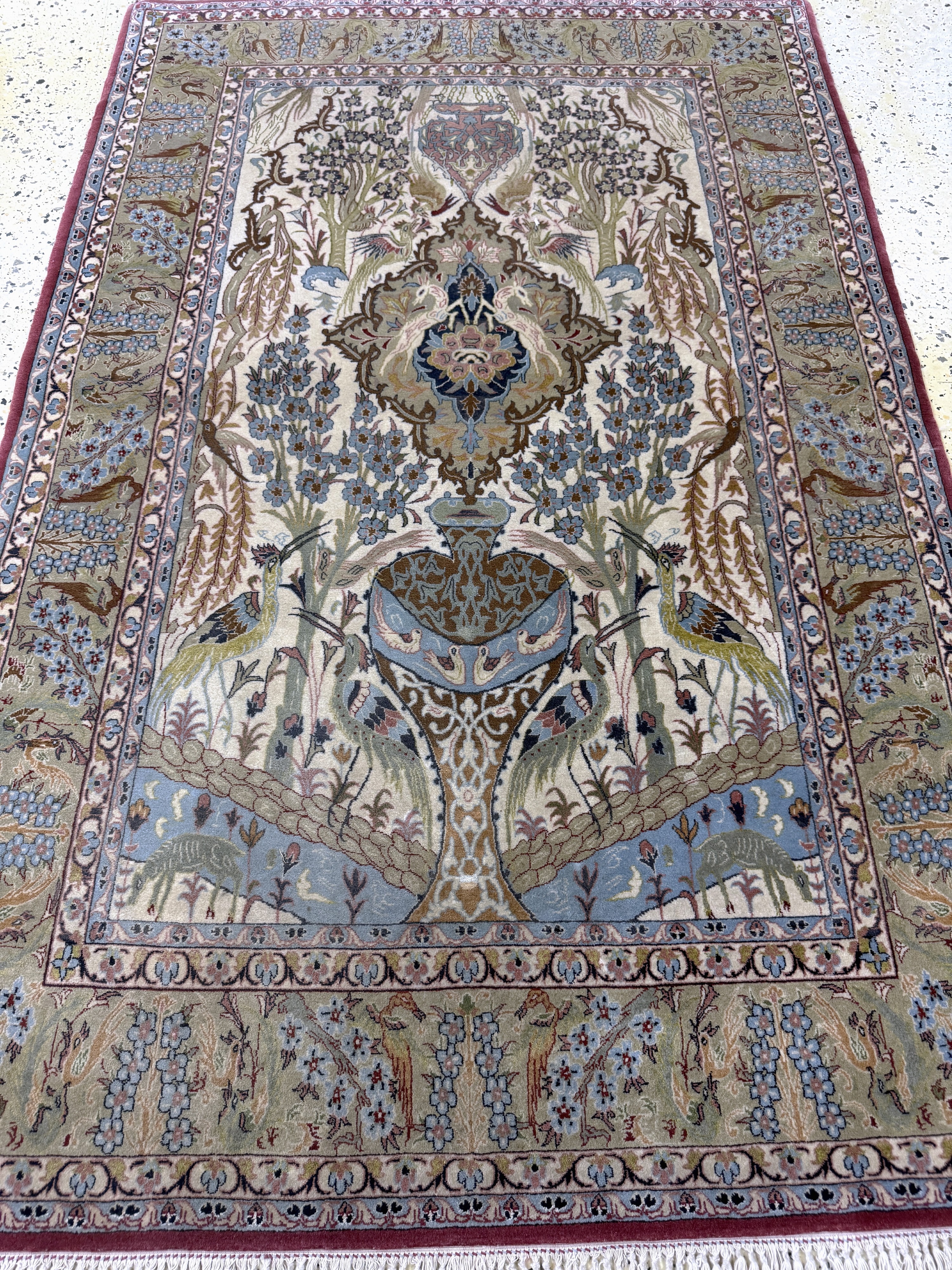 Detail e: Esfahan fein, Persien, Mitte 20.Jhd, Korkwolle auf Seide, ca. 170 x 110 cm, ca. 1,0Mio. Kn/qm, EHZ: 2