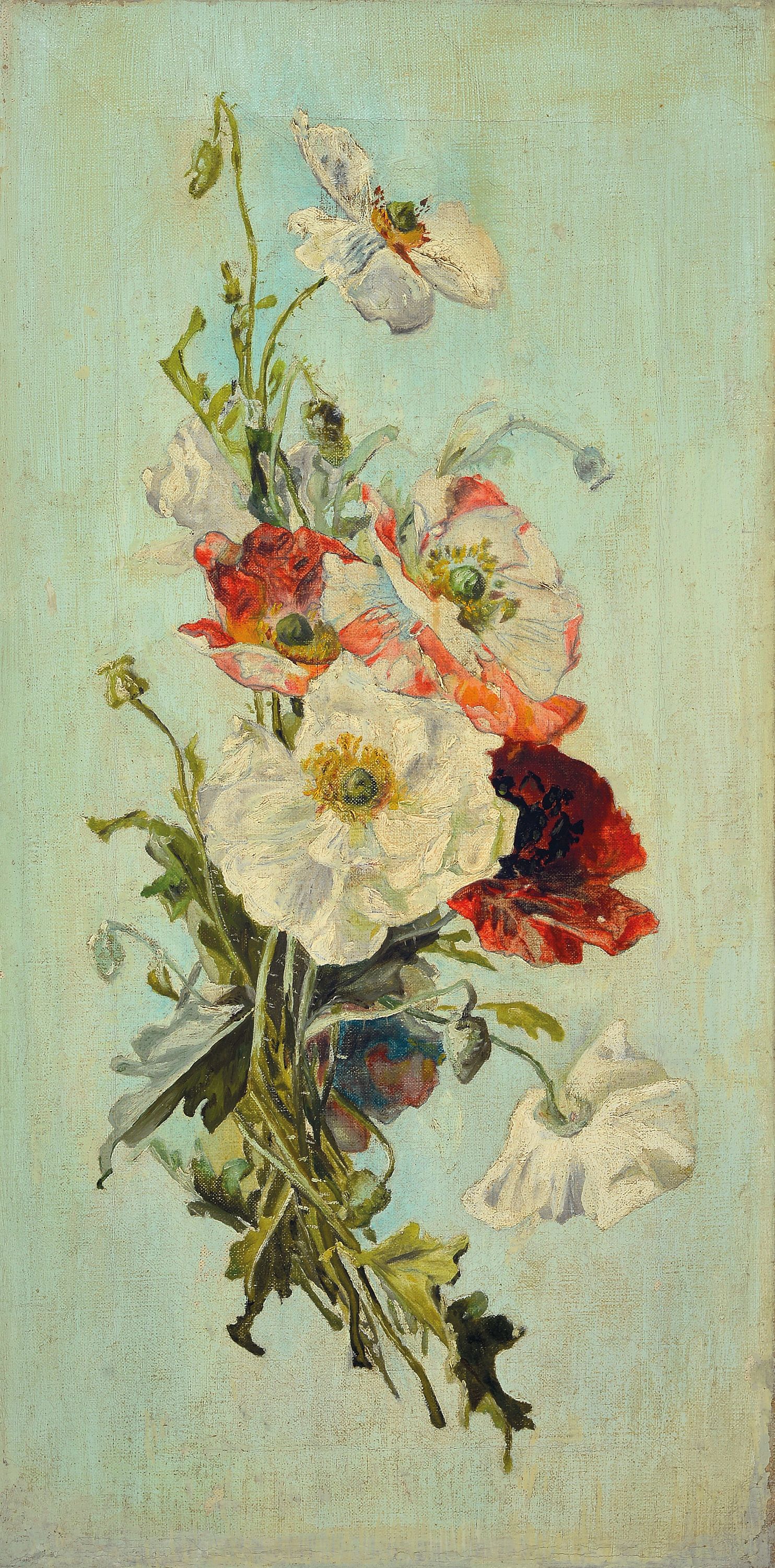 Image 27051006 - Unbekannter Künstler des 19.Jh., Paar Stillleben mit Blumenbuketts, unsigniert, ...