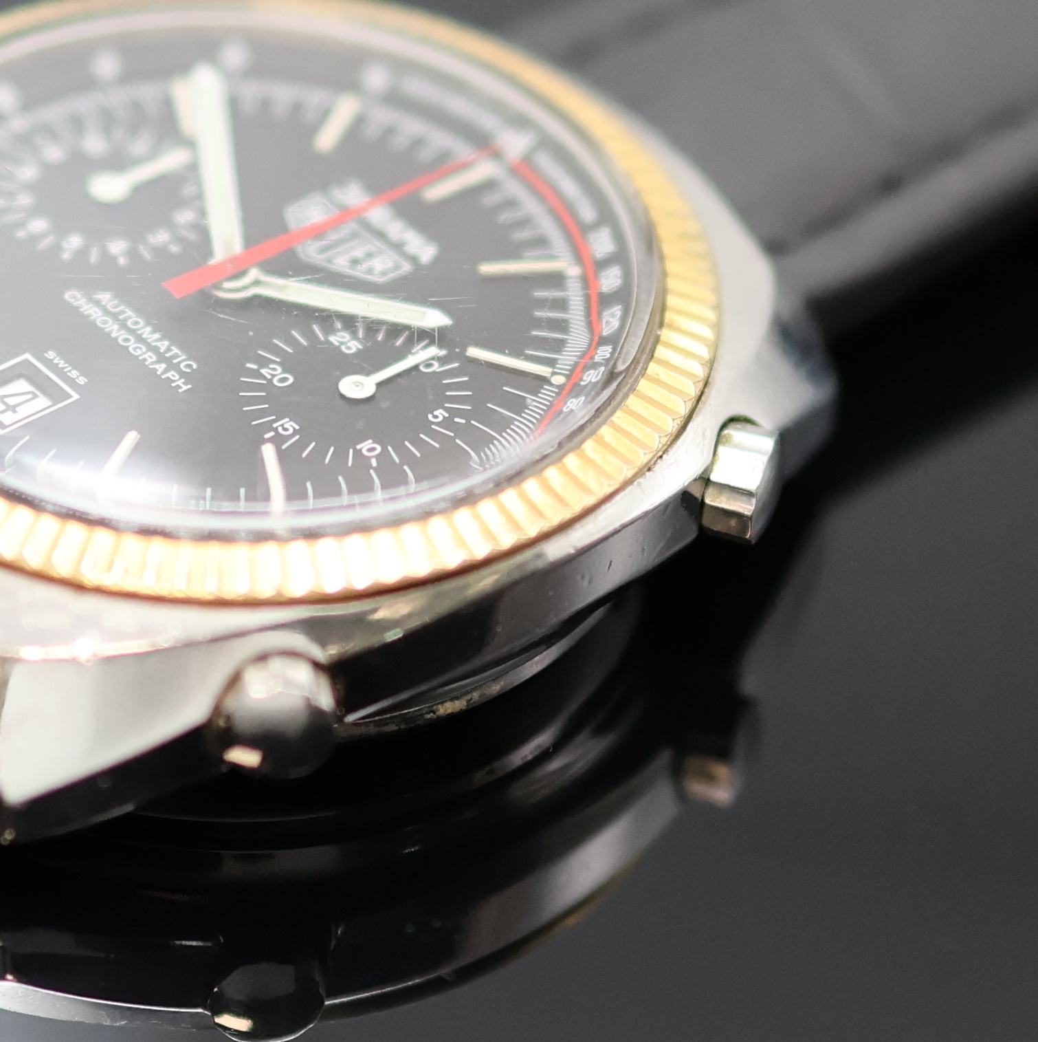 Detail e: HEUER Jarama seltener Armbandchronograph Referenz 110.245, Schweiz um 1981, Automatik, tonneauförmiges Edelstahlgeh., Lünette verg., Boden ...