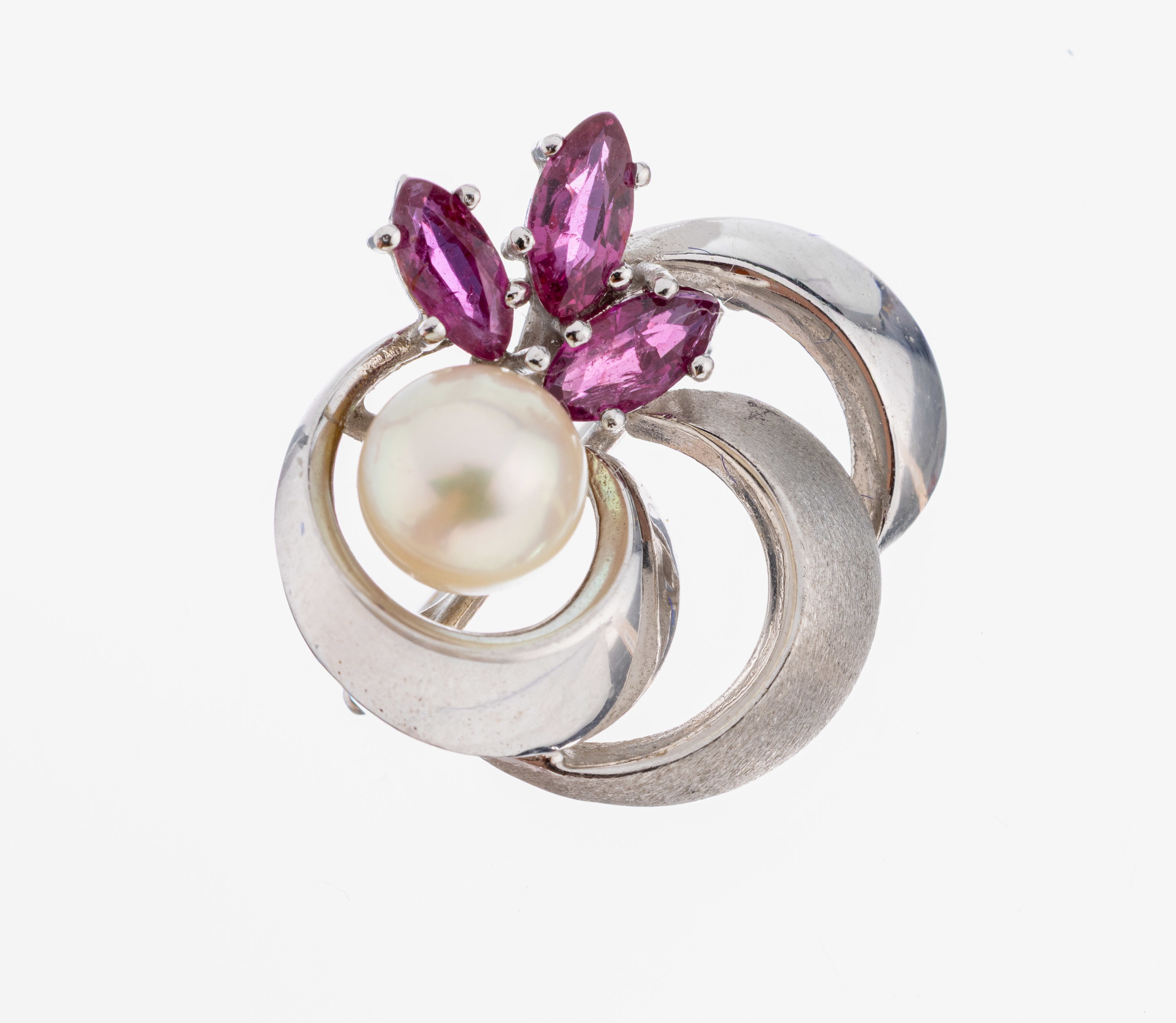 Image 27051093 - 14 kt Gold Rubin-Perl-Kettenverkürzer, GG 585/000, sat. und pol., 3 Rubin-Navettes ...