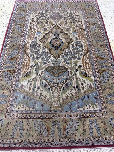 27051000e - Esfahan fein, Persien, Mitte 20.Jhd, Korkwolle auf Seide, ca. 170 x 110 cm, ca. 1,0Mio. ...