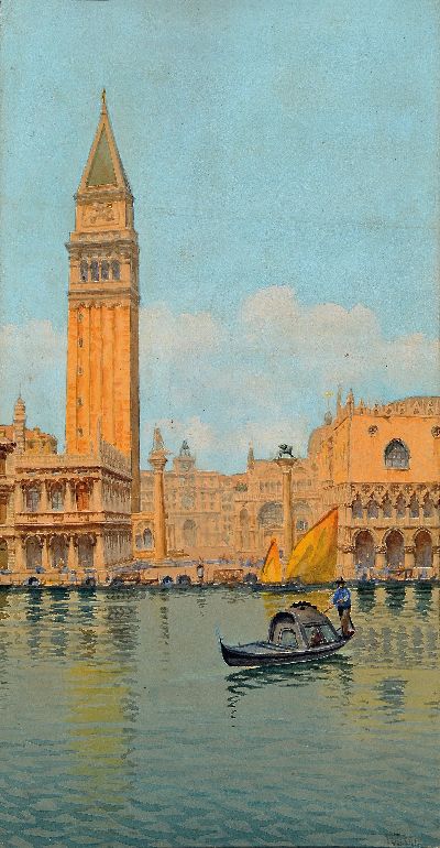 Image Fusari, italienischer Künstler der Jahrhundertwende, Ansicht aus Venedig, San Marco, ...