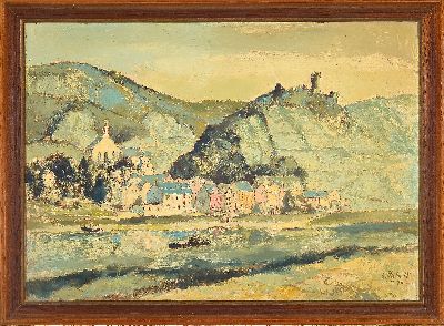 27051028k - Unidentified artist, dated 1946, Beilstone on the Moselle, signed and dated lower right, ...