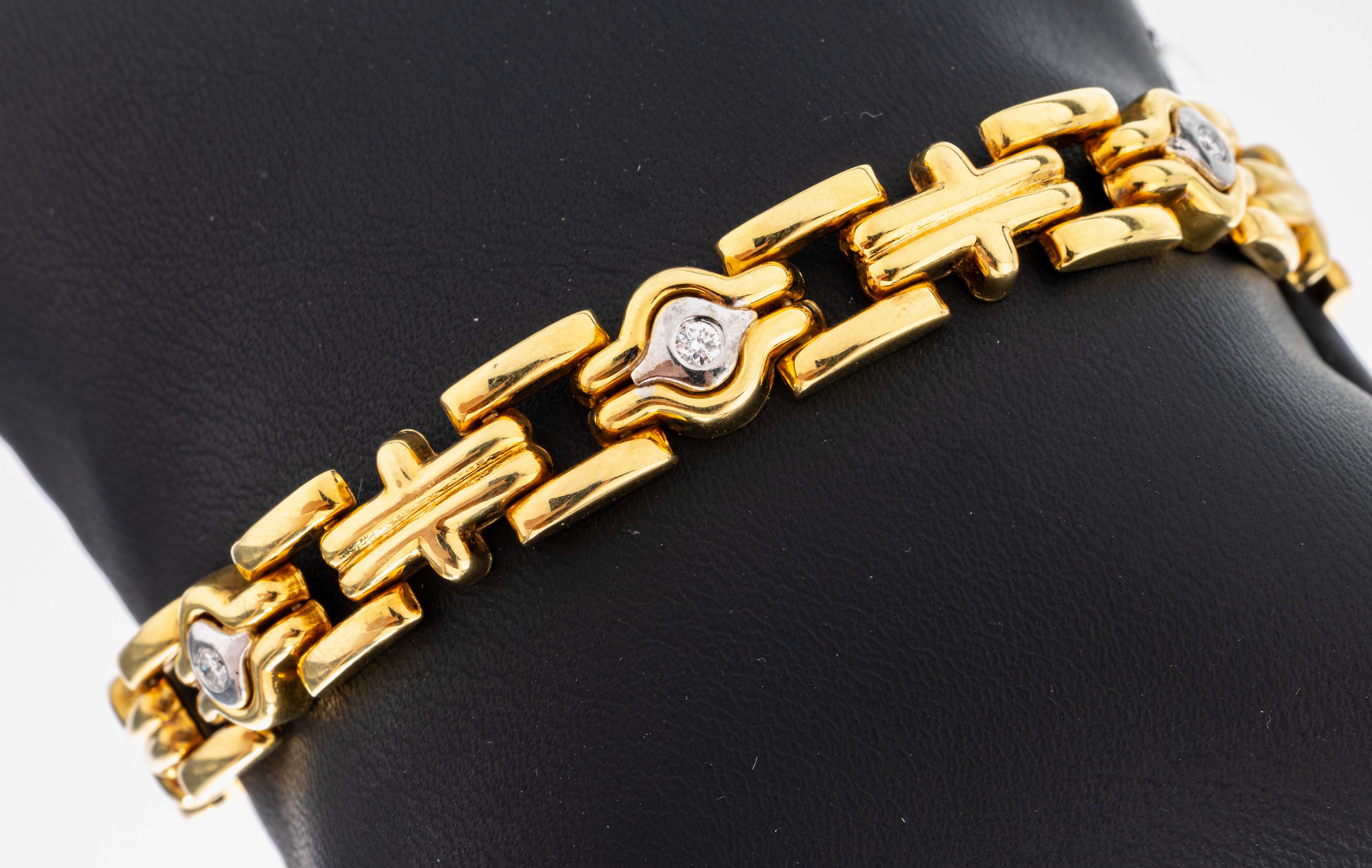 Image 27051109 - 14 kt Gold Brillant-Armband, GG/WG 585/000,geometrische Glieder, 6 in WG gefasste ...