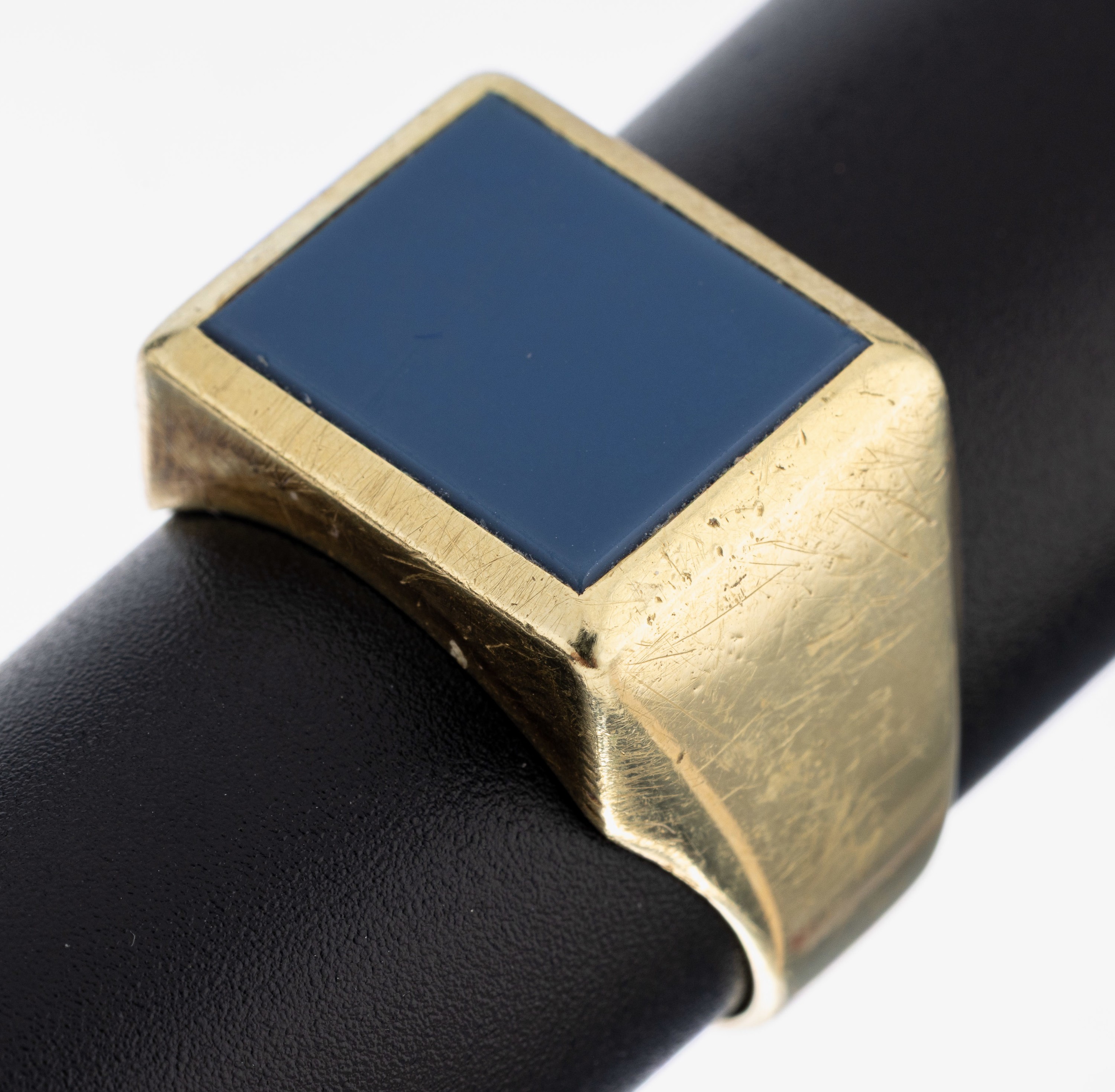 Image 27051134 - 14 kt Gold Lagenachat-Siegelring, GG 585/000, quadratischer Lagenachat, Kratzer, RW62, ...