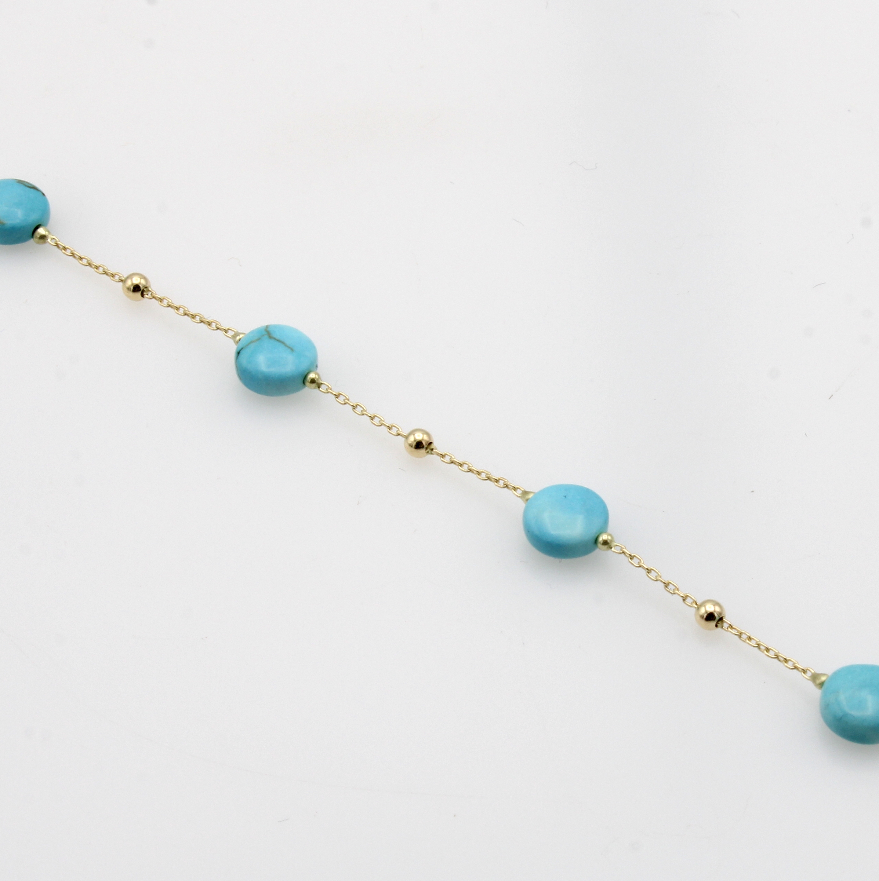 Image 27051159 - Armband mit Howlithkugeln, GG 585/000, Karabinerschl., 6 Howlithlinsen u. kl. Goldkugeln ...