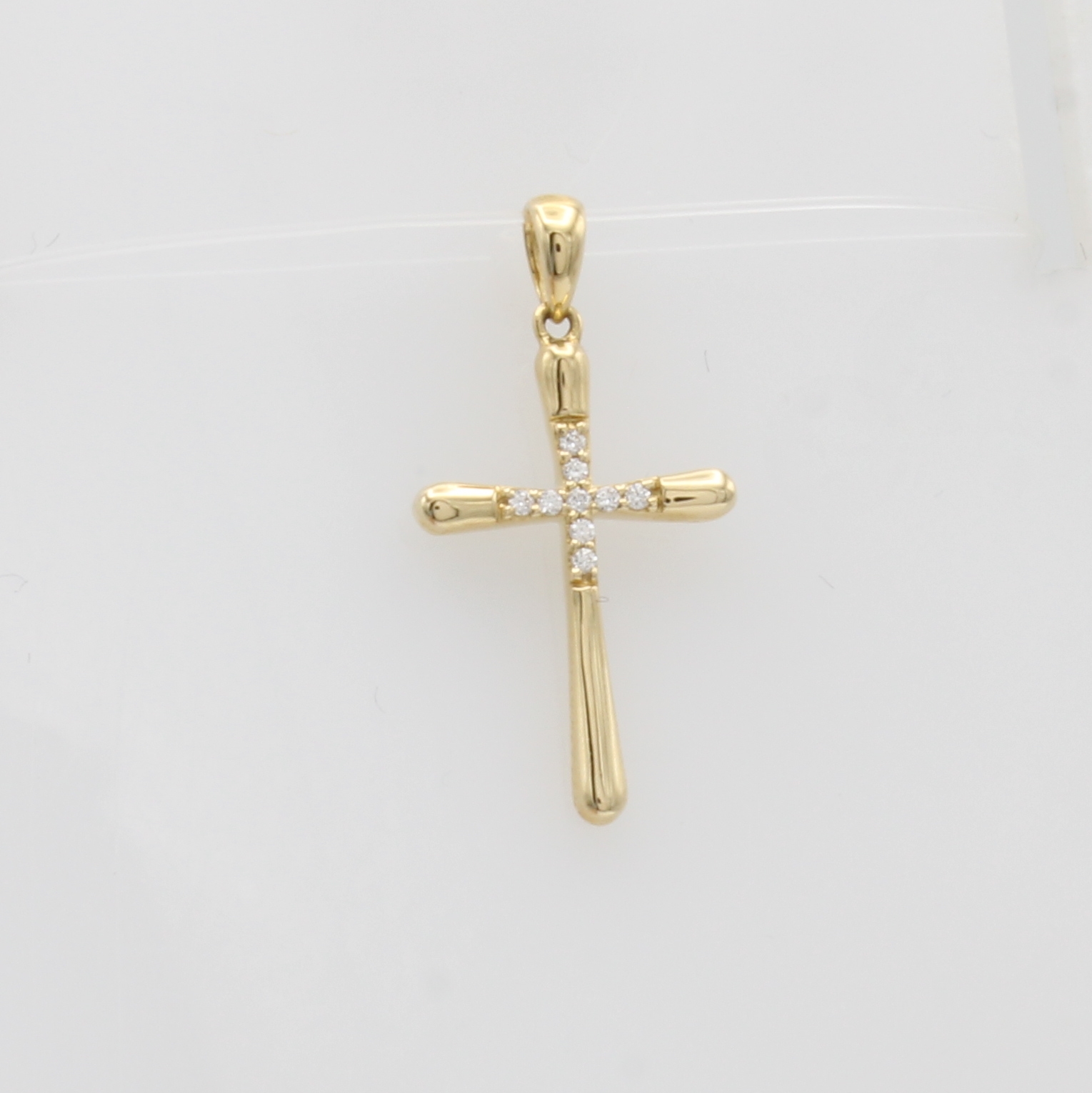 Image 27051165 - Kreuzanhänger mit Brillanten, GG 585/000, 9 Brill. zus. ca. 0.05 ct Weiß/si ...