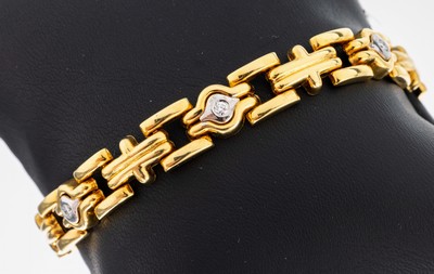 Image 14 kt Gold Brillant-Armband, GG/WG 585/000,geometrische Glieder, 6 in WG gefasste ...