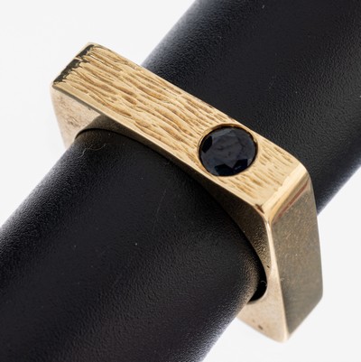 Image Ausgefallener 14 kt Gold Saphir-Ring, GG 585/000, ungewöhnliches Design, Ringkopf ...