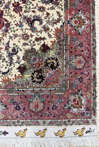 27051162a - Täbriz fein Persien, signiert´Shekari´, datiert 1371(1993), Korkwolle mit und auf ...