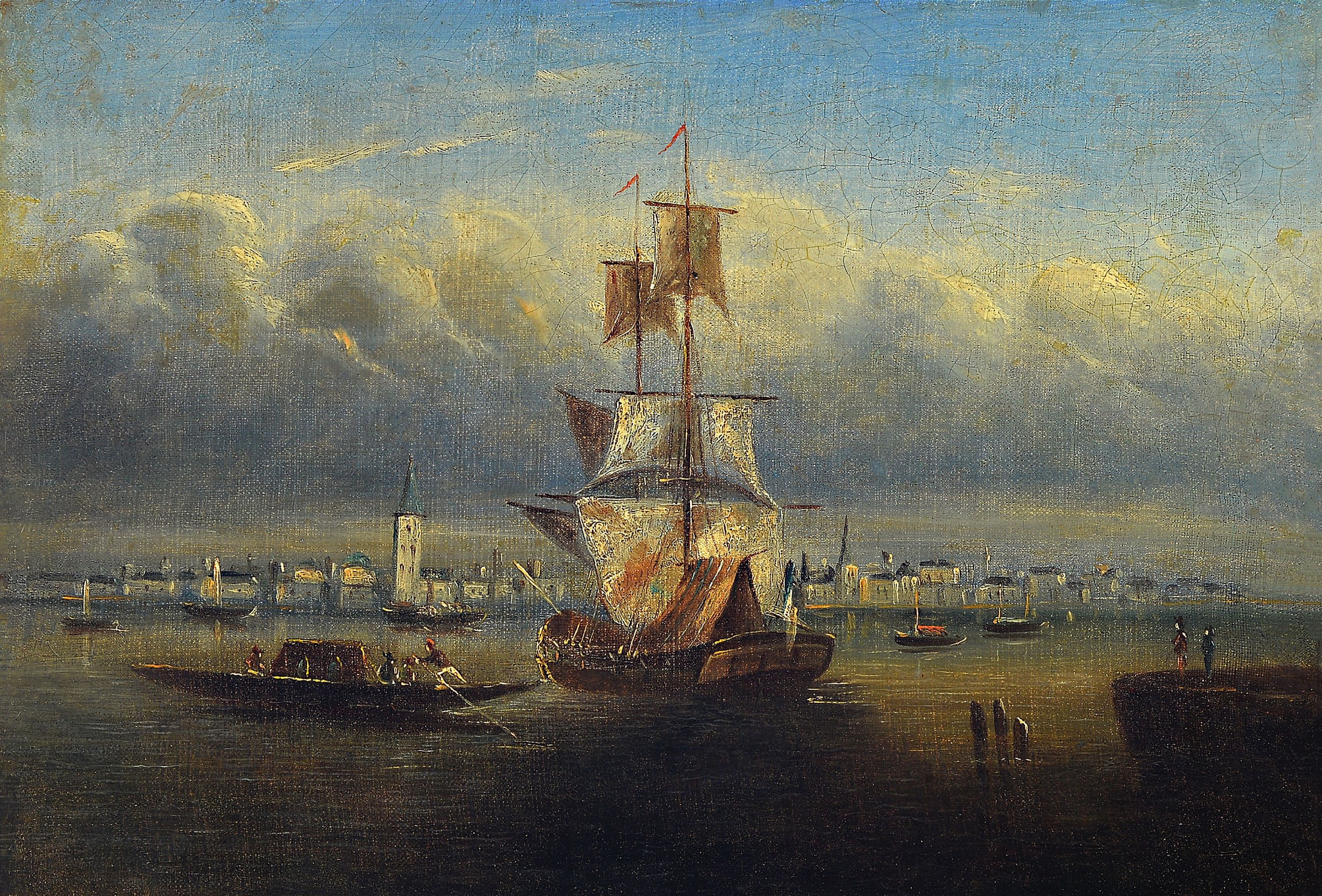 Image 27051258 - Zuschreibung: Abraham Storck, 1644-1708 Amsterdam, maritime Landschaft Segelschiff vor ...
