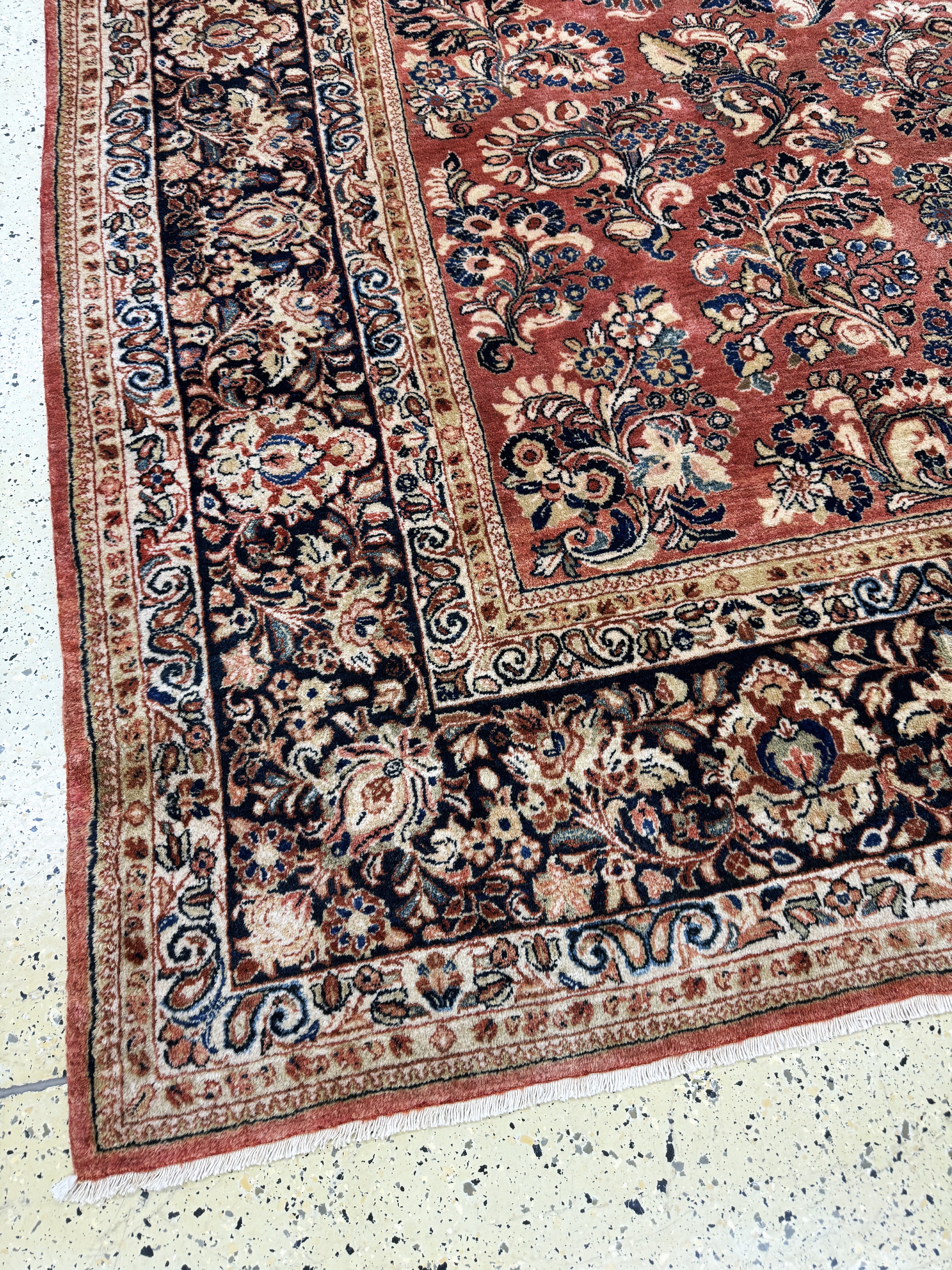 Detail c: Us Re-Import Sarogh antik,Persien,Anfang 20.Jhd,Korkwolle auf Baumwolle,ca. 400 x 306 cm.